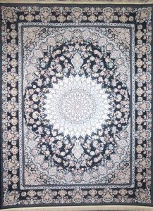 فرش کلاسیک فاخر شمس سناباد سورمه ای 12 رنگ برجسته درجه1