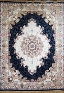 فرش کلاسیک هلال کد 7121 سورمه ای برجسته درجه1