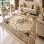 فرش ماشيني 3*2 سناباد  گلريز کرم صدفي