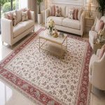 فرش ماشيني 4*3 سناباد داريس CM1041 کرم آجري