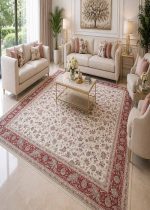 فرش ماشيني 4*3 سناباد داريس CM1041 کرم آجري