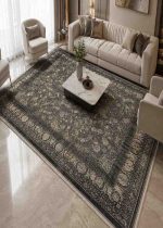 فرش ماشيني 4*3 ايوان 700-2550-8رنگ داريس وينتج سرمه طلاکوب L1053 درجه1