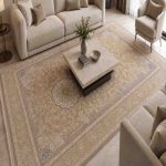 فرش ماشيني 4*3 سناباد 1200-3600-8رنگ داريس AV1303 کرم حاشيه کرم برجسته درجه1