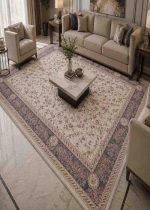 فرش ماشيني 4*3 سناباد 1500-4500-8رنگ داريس AX1034 کرم برجسته درجه1