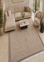 فرش ماشيني 3/5*2/5 سناباد 1200-3600-8رنگ داريس AV1308 کرم حاشيه کرم برجسته درجه1