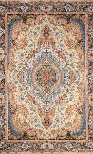 1130-carpet فرش کلاسیک 8 رنگ تبریز کد 1130 کرم برجسته درجه1